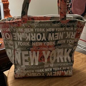 Robin Ruth Tote Floral Graphic New York City Print Zip Top Canvas Zipper NWOT